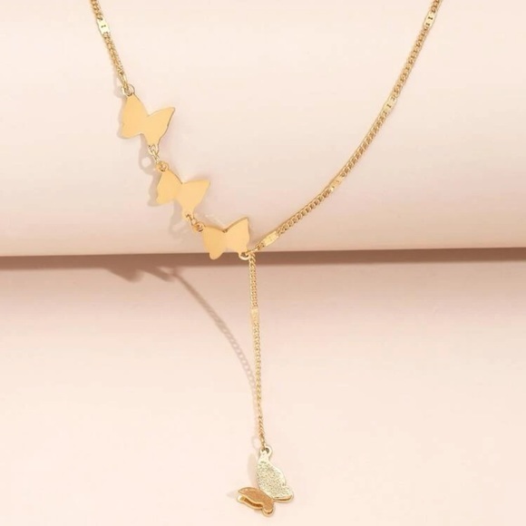 Butterfly Charm Necklace Golden Lariat - Picture 6 of 8